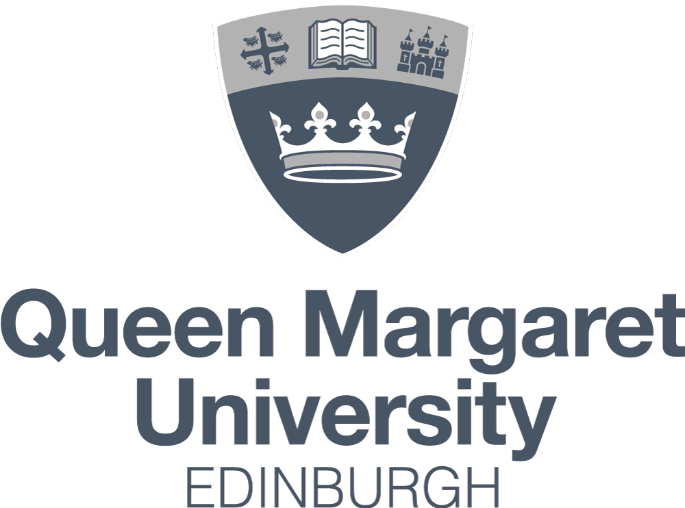 Stacked-2-colour Official crest and logo of Queen Margaret University Edinburgh, representing the professional academic foundation of our clinical team.